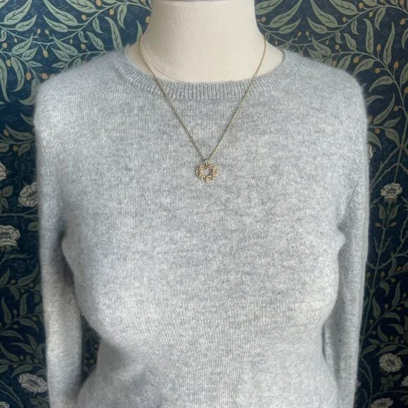 Antonio Melani Light Gray Vera Poet Ruffle Cuff 100% Cashmere Sweater - Picture 3 of 10